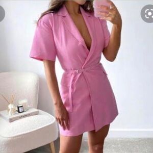 Zara pink blazer dress short size small